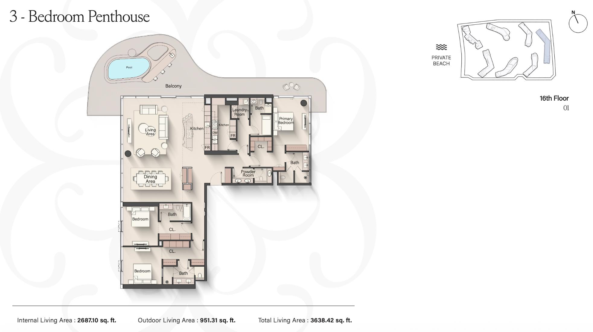 3 Bedroom penthouse